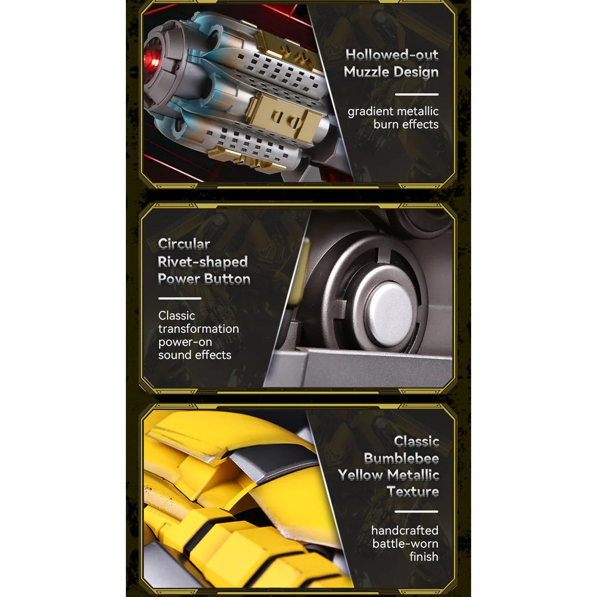 Transformers Bumblebee Wearable Hand Cannon – Kids Voice-Activated Toy with Gatling Sound Effects & LED Light, Boys Gift