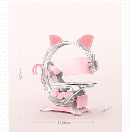 Pink Computer Workstation, Girl's Seat Gaming Cockpit, All-in-One E-Sports Space Capsule Computer Chair/Gaming Chair, Gift for Girls