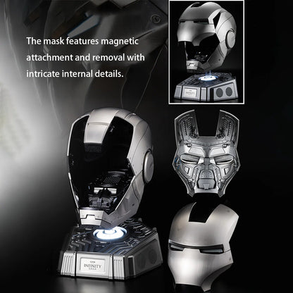 Official Iron Man MK2 Helmet: 1:1 Wearable Bluetooth Speaker with Ring Touch Control, Metallic Finish & Multi-Voice Command