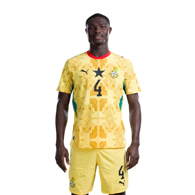 Ghana National Football Team 2026 World Cup Jersey (Player Version/Match Version) — Defenders: No.2 Alidu SEIDU, No.4 Jonas ADJETEY,No.6 Abdul MUMIN