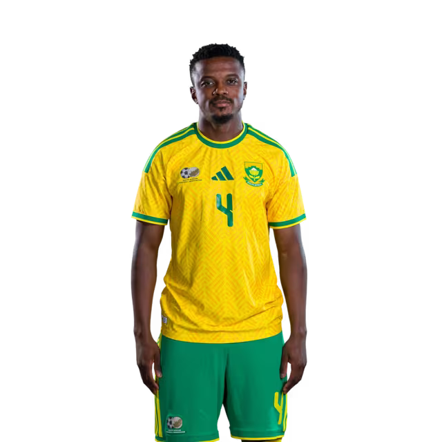 South Africa National Football Team 2026 World Cup Jersey (Player Version/Match Version) — Midfielders: No.4 Teboho MOKOENA, No.5 Thalente MBATHA,No.11 Themba ZWANE