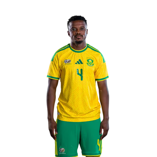 South Africa National Football Team 2026 World Cup Jersey (Player Version/Match Version) — Midfielders: No.4 Teboho MOKOENA, No.5 Thalente MBATHA,No.11 Themba ZWANE