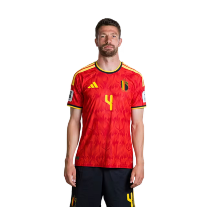 Belgium National Football Team – 2026 World Cup Jersey (Player Version/Match Version) – Defenders: No. 2 Zeno Debast, No. 3 Arthur Theate, No. 4 Brandon Mechele/ Verdedigers: nr. 2 Zeno DEBAST, nr. 3 Arthur THEATE, nr. 4 Brandon MECHELE