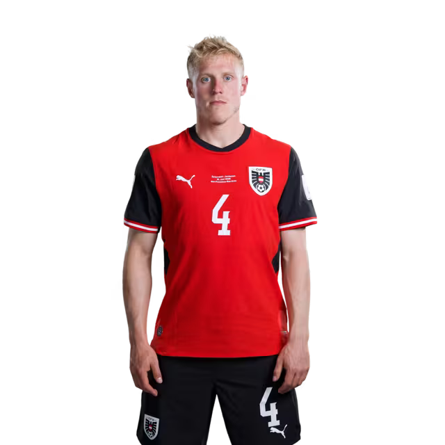 Austria National Team 2026 World Cup Jersey (Player Version/Match Issue) — Midfielders: No. 4 Xaver Schlager, No. 6 Nicolas Seiwald, No. 9 Marcel Sabitzer/Mittelfeldspieler: Nr. 4 Xaver Schlager, Nr. 6 Nicolas Seiwald, Nr. 9 Marcel Sabitzer