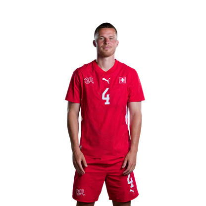 Switzerland National Team 2026 Jersey (Player Version) — Defenders: No. 2 Miro Muheim, No. 3 Silvan Widmer, No. 4 Nico Elvedi / Verteidiger: Nr. 2 Miro Müheim, Nr. 3 Silvan Widmer, Nr. 4 Nico Elvedi