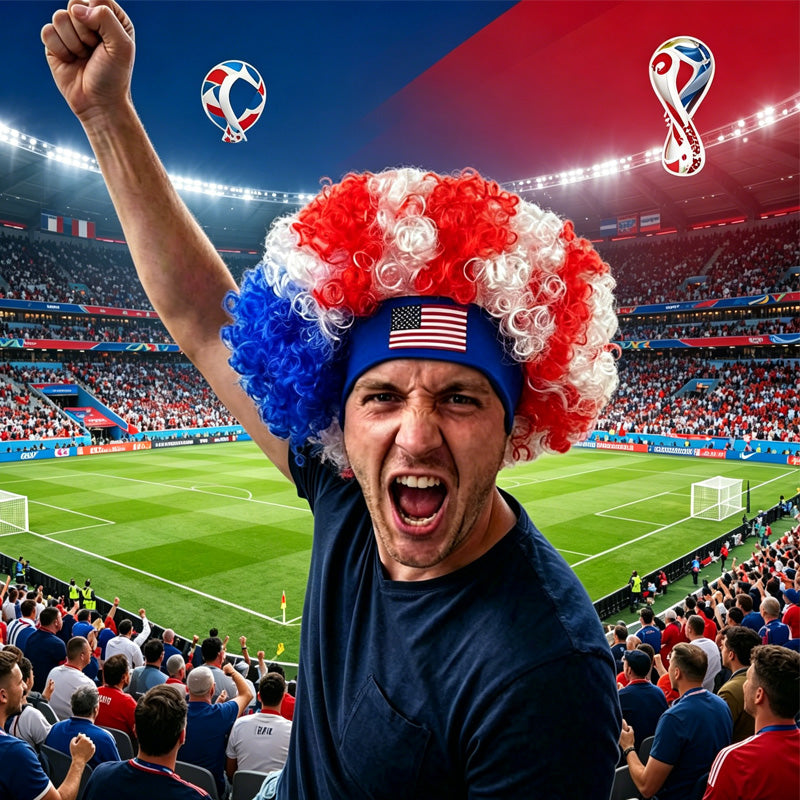 Red White Blue Fan Wig For World Cup,USA World Cup Headband Wig - Ideal For Soccer Enthusiasts, Wig Accessory For Celebrations