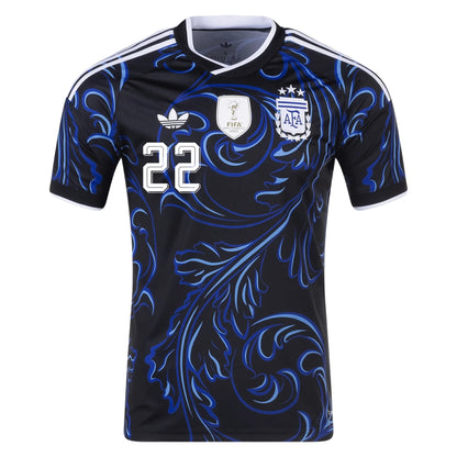 2026 World Cup Lautaro Martinez Argentina  Soccer Jersey Player Version  Match Version - No. 22 Home White & Blue and Away Black & Blue