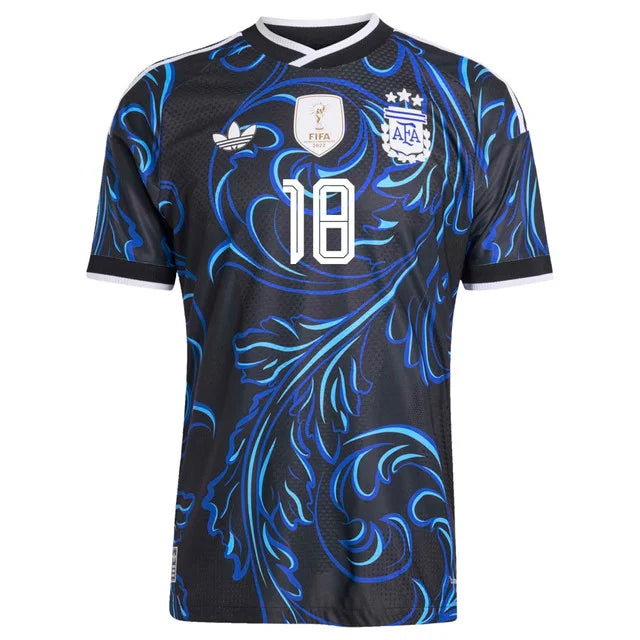 2026 World Cup Nico Pazr Argentina Soccer Jersey Player Version  Match Version - No. 18 Home White & Blue and Away Black & Blue