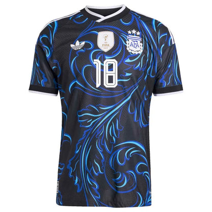 2026 World Cup Nico Pazr Argentina Soccer Jersey Player Version  Match Version - No. 18 Home White & Blue and Away Black & Blue