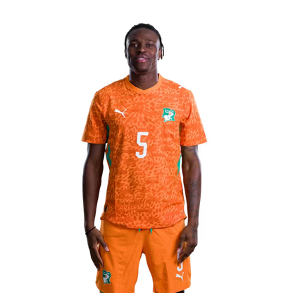 Côte d'Ivoire National Team 2026 World Cup Jersey (Player Version/Match Version) — Defenders: No. 2 Ousmane Diomande, No. 3 Ghislain Konan, No. 5 Wilfried Singo./ Défenseurs : n° 2 Ousmane Diomande, n° 3 Ghislain Konan, n° 5 Wilfried Singo