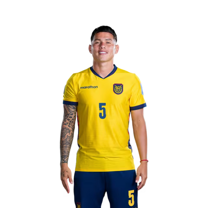 Ecuador National Football Team 2026 World Cup Jersey (Player Version/Match Version) — Midfielders: No. 5 Jordy Alcivar, No. 8 Anthony Valencia, No. 10 Kendry Paez./ Centrocampistas: N.° 5 Jordy ALCIVAR, N.° 8 Anthony VALENCIA, N.° 10 Kendry PAEZ