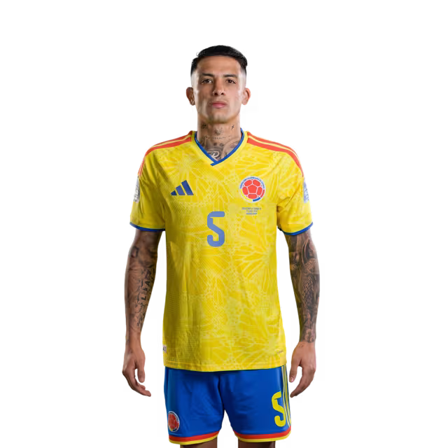 Colombia National Football Team 2026 World Cup Jersey (Player Version/Match Issue) — Midfielders: No. 5 Kevin Castaño, No. 6 Richard Ríos, No. 8 Jorge Carrascal/N.º 5 Kevin CASTAÑO, N.º 6 Richard RÍOS, N.º 8 Jorge CARRASCAL