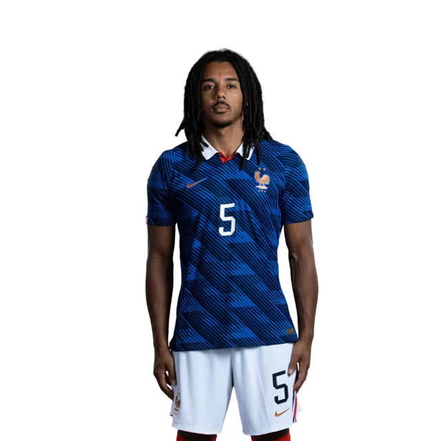 France National Team 2026 World Cup Jersey (Player Version/Match Version) — Defenders: No. 5 Jules Koundé, No. 15 Ibrahima Konaté, No. 17 William Saliba / Défenseurs : n° 5 Jules KOUNDÉ, n° 15 Ibrahima KONATÉ, n° 17 William SALIBA