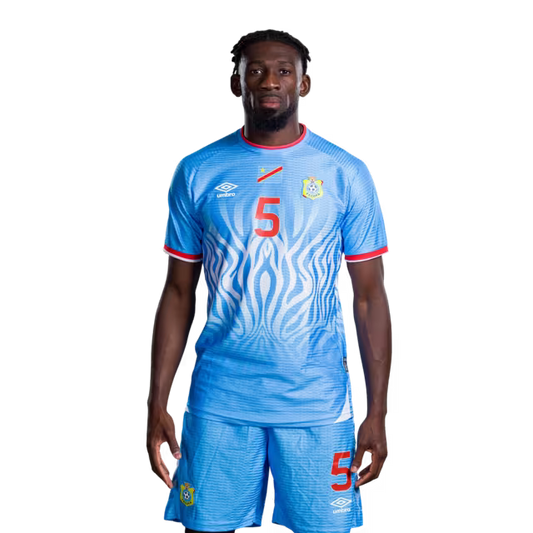 Congo DR National Football Team 2026 World Cup Jersey (Player Version/Match Version) — Defenders: No.5 Dylan BATUBINSIKA, No. 12 Joris KAYEMBE, No.22 MChancel MBEMBA / Défenseurs : n°5 Dylan Batubinsika, n°5. 12 Joris, n°22 MAnnuler