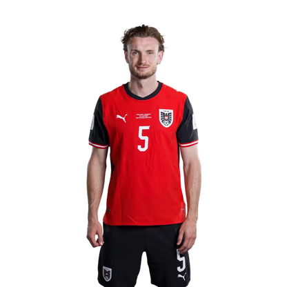 Austria National Team 2026 World Cup Jersey (Player Version/Match Issue) — Defenders: No. 2 David Affengruber, No. 3 Kevin Danso, No. 5 Stefan Posch / Abwehrspieler: Nr. 2 David Affengruber, Nr. 3 Kevin Danso, Nr. 5 Stefan Posch