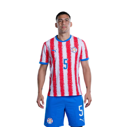 Paraguay National Football Team 2026 World Cup Jersey (Player Version/Match Version) — Defenders: No. 5 Fabián Balbuena, No. 6 Junior Alonso, No. 16 Joseph Canale / Defensores: No 5 Fabian BALBUENA, No 6 Junior ALONSO,No. 16 José CANALE rehegua