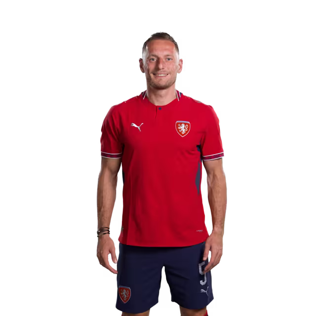 Czech Republic National Football Team 2026 World Cup Jersey (Player Version/Match Version) — Defenders: No. 5 Vladimír Coufal, No. 6 Štěpán Chaloupek, No. 7 Ladislav Krejčí./obránci: č. 5 Vladimír COUFAL, č. 6 Štěpán CHALOUPEK, č. 7 Ladislav KREJČÍ