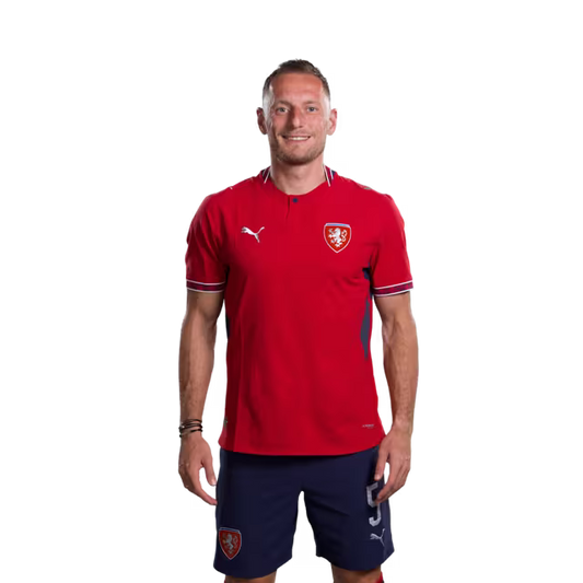 Czech Republic National Football Team 2026 World Cup Jersey (Player Version/Match Version) — Defenders: No. 5 Vladimír Coufal, No. 6 Štěpán Chaloupek, No. 7 Ladislav Krejčí./obránci: č. 5 Vladimír COUFAL, č. 6 Štěpán CHALOUPEK, č. 7 Ladislav KREJČÍ
