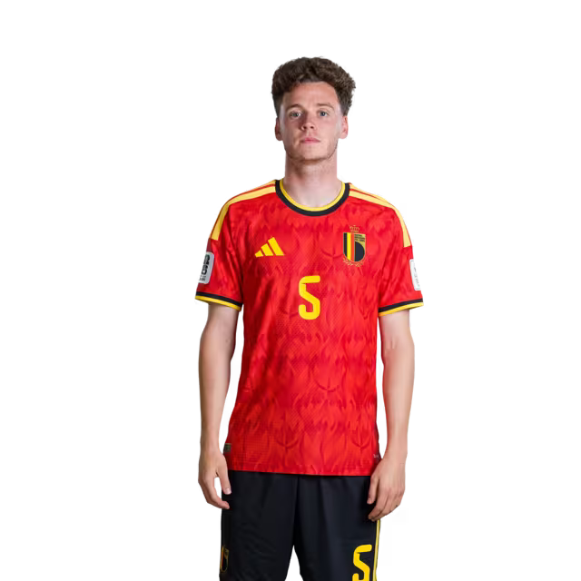 Belgium National Football Team – 2026 World Cup Jersey (Player Version/Match Version) – Defenders: No. 5 Maxim De Cuyper, No. 15 Thomas Meunier, No. 16 Koni De Winter/Verdedigers: nr. 5 Maxim DE CUYPER, nr. 15 Thomas MEUNIER, nr. 16 Koni DE WINTER