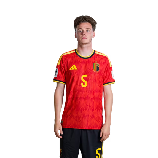 Belgium National Football Team – 2026 World Cup Jersey (Player Version/Match Version) – Defenders: No. 5 Maxim De Cuyper, No. 15 Thomas Meunier, No. 16 Koni De Winter/Verdedigers: nr. 5 Maxim DE CUYPER, nr. 15 Thomas MEUNIER, nr. 16 Koni DE WINTER