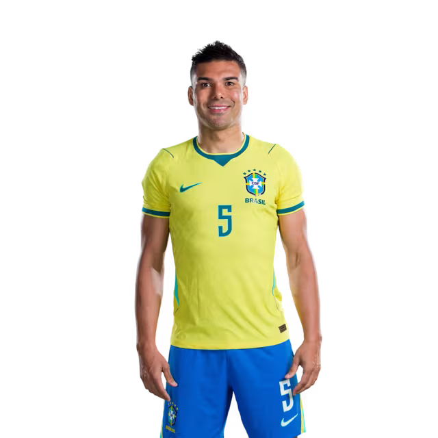 Brazil National Team 2026 World Cup Jersey (Player Version/Match Version) – Midfielders: No. 2 Ederson Silva, No. 5 Casemiro, No. 8 Bruno Guimarães/ Meio-campistas: Nº 2 EDERSON SILVA, Nº 5 CASEMIRO, Nº 8 BRUNO GUIMARÃES