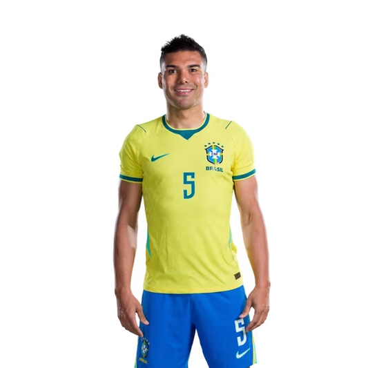 Brazil National Team 2026 World Cup Jersey (Player Version/Match Version) – Midfielders: No. 2 Ederson Silva, No. 5 Casemiro, No. 8 Bruno Guimarães/ Meio-campistas: Nº 2 EDERSON SILVA, Nº 5 CASEMIRO, Nº 8 BRUNO GUIMARÃES