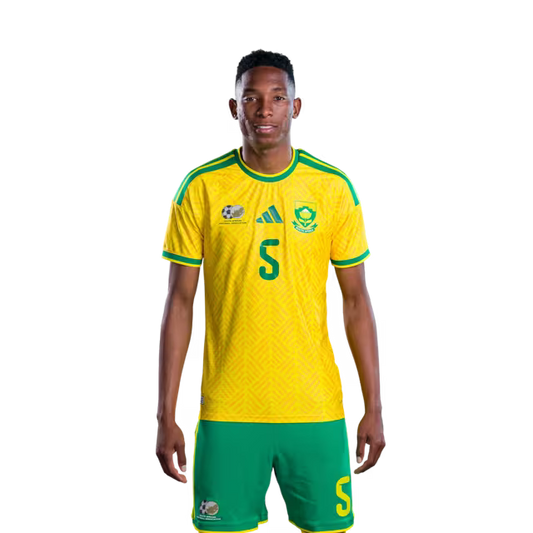 South Africa National Football Team 2026 World Cup Jersey (Player Version/Match Version) — Midfielders: No.4 Teboho MOKOENA, No.5 Thalente MBATHA,No.11 Themba ZWANE