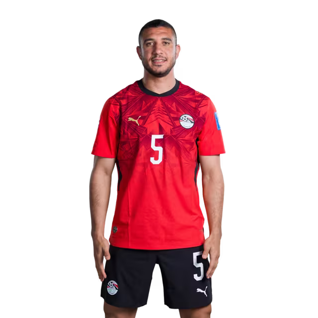 Egypt National Football Team 2026 World Cup Jersey (Player/Match Version) — Defenders: No. 5 Rami Rabia, No. 6 Mohamed Abdelmonem, No. 13 Ahmed Fatouh./ المدافعون: رقم 5 رامي ربيعة، رقم 6 محمد عبد المنعم، رقم 13 أحمد فتوح.