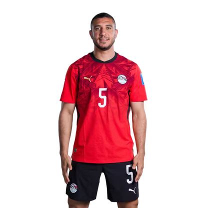 Egypt National Football Team 2026 World Cup Jersey (Player/Match Version) — Defenders: No. 5 Rami Rabia, No. 6 Mohamed Abdelmonem, No. 13 Ahmed Fatouh./ المدافعون: رقم 5 رامي ربيعة، رقم 6 محمد عبد المنعم، رقم 13 أحمد فتوح.