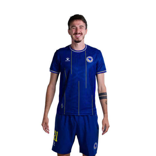 Bosnia and Herzegovina 2026 World Cup Jersey – Player Version – Match Version – Defenders: No. 21 Stjepan Radeljić, No. 23 Arjan Malić / Odbrambeni igrači: Br. 21 Stjepan RADELJIĆ, Br. 23 Arjan MALIĆ