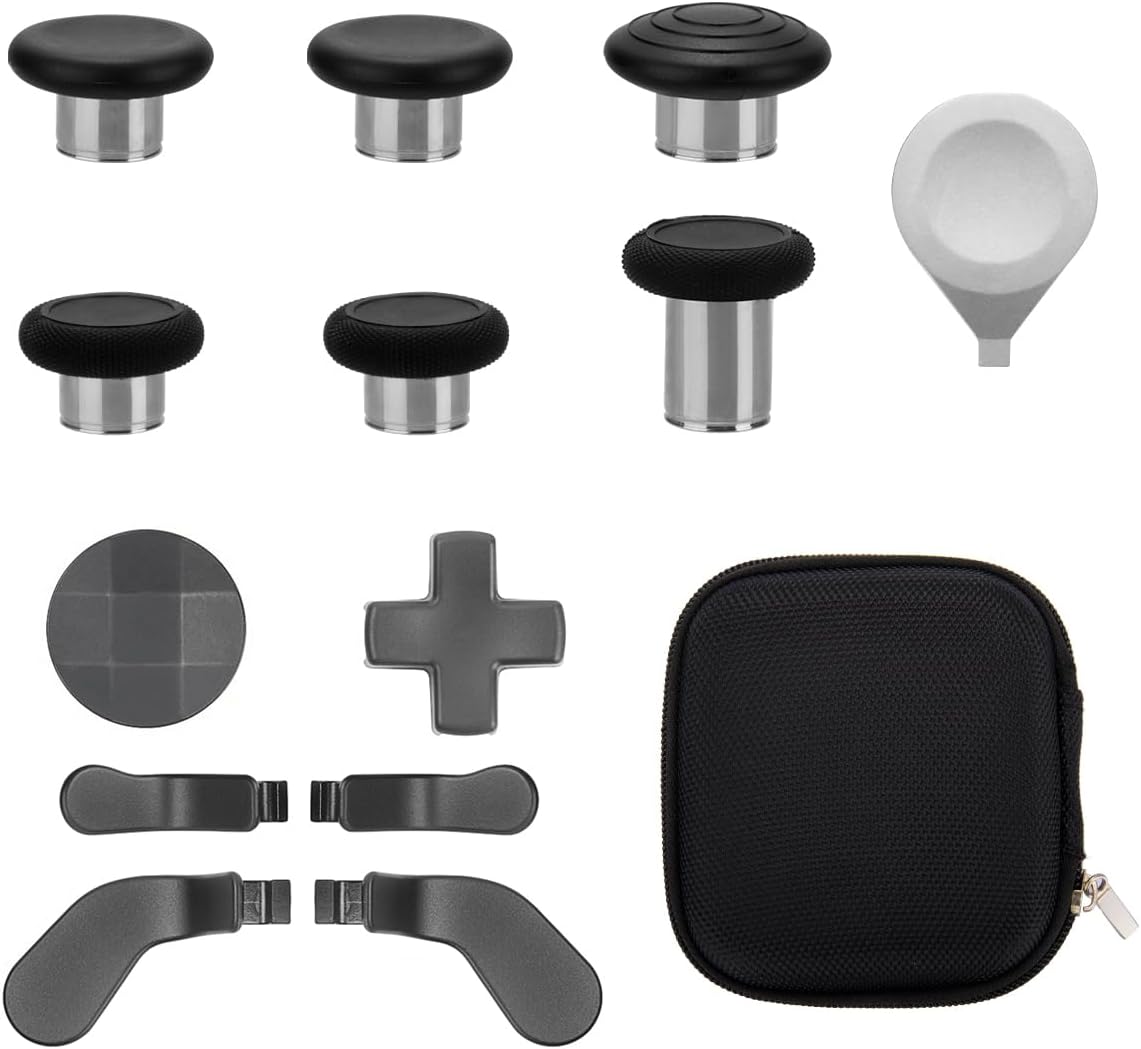 13 in 1 Controller Metal Thumb Sticks for Xbox One Elite Series 2 Controller Accessory Sets, Gaming Accessory Replacement with Metal Mod 6 Swap Joysticks, 4 Paddles, 2 D-Pads, 1 Tool