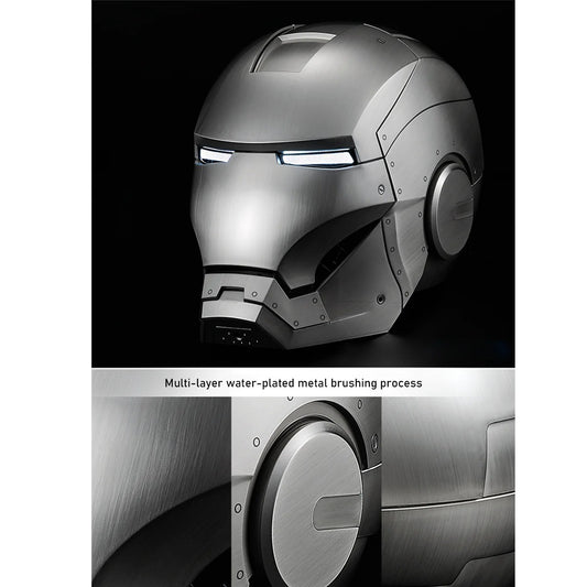Iron Man MK2 Smart Helmet: 1:1 Official Collectible with Ring Touch, Voice Commands & Metallic Brushed Finish