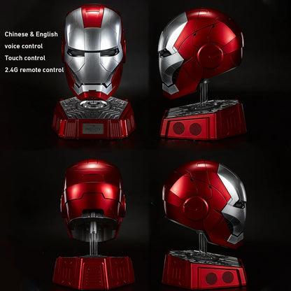 Interactive Iron Man MK5 Helmet – 1:1 Bluetooth Speaker with Flip-Down Faceplate, RGB Ear Lights & Voice/Touch/Remote Control