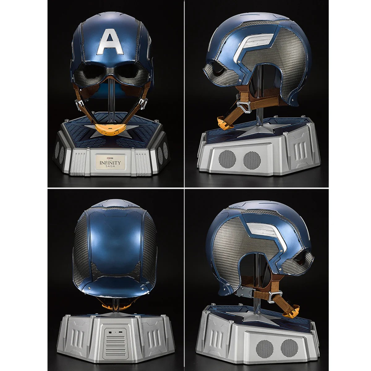 Authentic 1:1 Captain America Helmet – Bluetooth Speaker & Display Piece, Movie-Proportional & Comfort-Fit Design