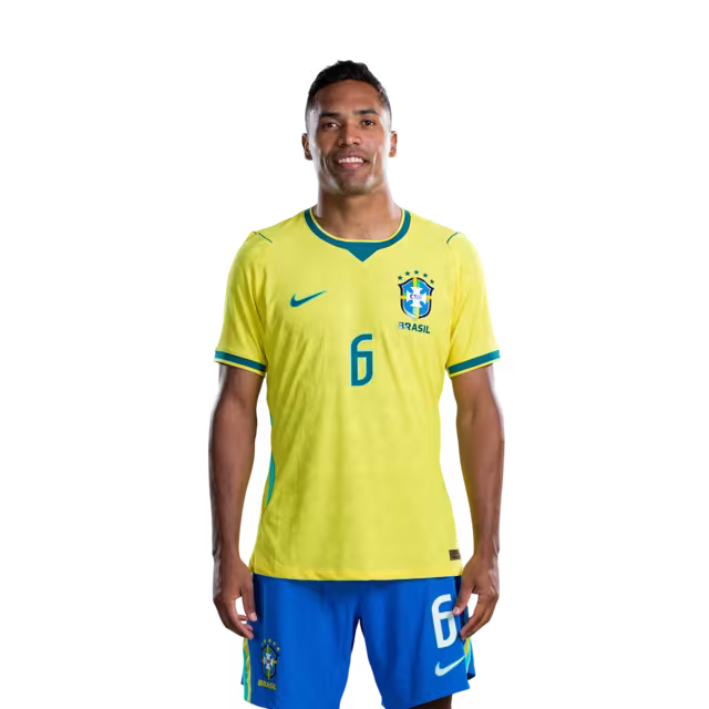 Brazil National Team 2026 World Cup Jersey (Player Version/Match Version) — Defenders: No. 3 Gabriel Magalhães, No. 4 Marquinhos, No. 6 Alex Sandro/ Defensores: Nº 3 GABRIEL MAGALHÃES, Nº 4 MARQUINHOS, Nº 6 ALEX SANDRO