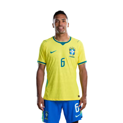 Brazil National Team 2026 World Cup Jersey (Player Version/Match Version) — Defenders: No. 3 Gabriel Magalhães, No. 4 Marquinhos, No. 6 Alex Sandro/ Defensores: Nº 3 GABRIEL MAGALHÃES, Nº 4 MARQUINHOS, Nº 6 ALEX SANDRO