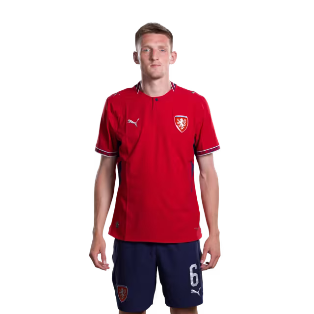 Czech Republic National Football Team 2026 World Cup Jersey (Player Version/Match Version) — Defenders: No. 5 Vladimír Coufal, No. 6 Štěpán Chaloupek, No. 7 Ladislav Krejčí./obránci: č. 5 Vladimír COUFAL, č. 6 Štěpán CHALOUPEK, č. 7 Ladislav KREJČÍ