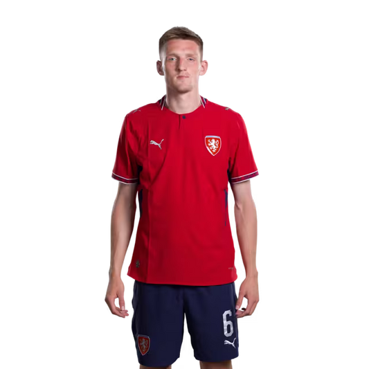 Czech Republic National Football Team 2026 World Cup Jersey (Player Version/Match Version) — Defenders: No. 5 Vladimír Coufal, No. 6 Štěpán Chaloupek, No. 7 Ladislav Krejčí./obránci: č. 5 Vladimír COUFAL, č. 6 Štěpán CHALOUPEK, č. 7 Ladislav KREJČÍ