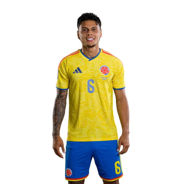 Colombia National Football Team 2026 World Cup Jersey (Player Version/Match Issue) — Midfielders: No. 5 Kevin Castaño, No. 6 Richard Ríos, No. 8 Jorge Carrascal/N.º 5 Kevin CASTAÑO, N.º 6 Richard RÍOS, N.º 8 Jorge CARRASCAL