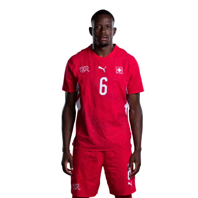 Switzerland National Team 2026 Jersey (Player Version) — Midfielders: No. 6 Denis Zakaria, No. 8 Remo Freuler, No. 9 Johan Manzambi / Mittelfeldspieler: Nr. 6 Denis Zakaria, Nr. 8 Remo Freuder, Nr. 9 Johan Manzambi