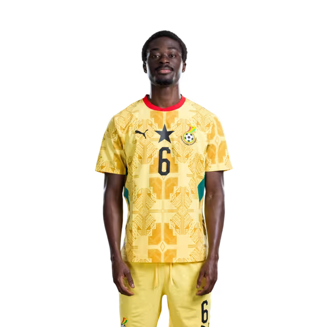 Ghana National Football Team 2026 World Cup Jersey (Player Version/Match Version) — Defenders: No.2 Alidu SEIDU, No.4 Jonas ADJETEY,No.6 Abdul MUMIN
