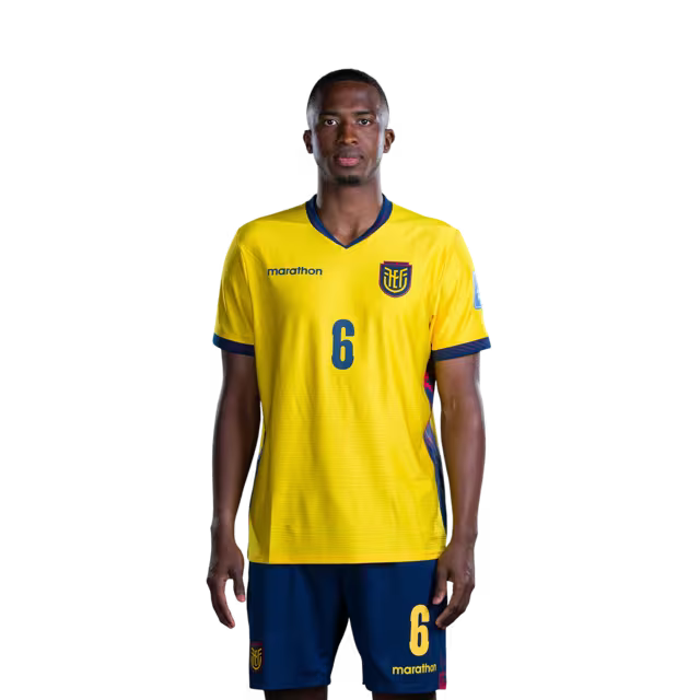 Ecuador National Team 2026 World Cup Jersey (Player Version/Match Version) — Defenders: No. 6 Willian Pacho, No. 7 Pervis Estupiñán, No. 17 Ángelo Preciado./ Defensores: No.6 Willian PACHO, No.7 Pervis ESTUPINAN, No.17 Angelo PRECIADO