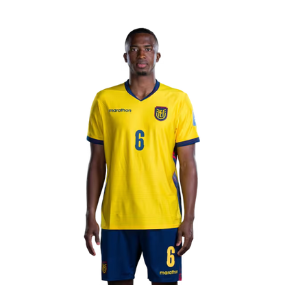 Ecuador National Team 2026 World Cup Jersey (Player Version/Match Version) — Defenders: No. 6 Willian Pacho, No. 7 Pervis Estupiñán, No. 17 Ángelo Preciado./ Defensores: No.6 Willian PACHO, No.7 Pervis ESTUPINAN, No.17 Angelo PRECIADO