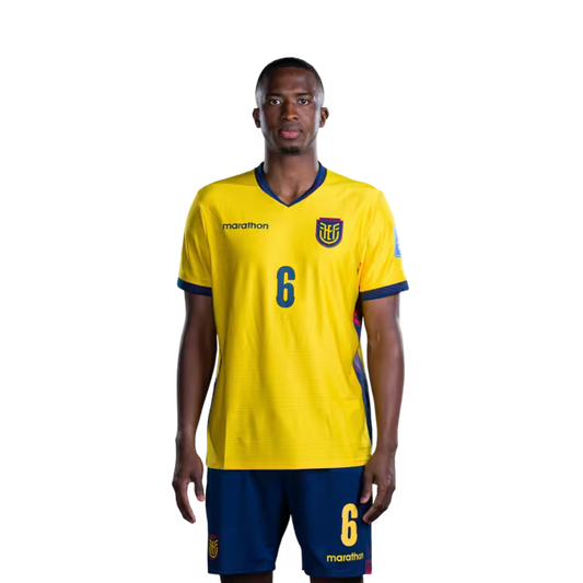 Ecuador National Team 2026 World Cup Jersey (Player Version/Match Version) — Defenders: No. 6 Willian Pacho, No. 7 Pervis Estupiñán, No. 17 Ángelo Preciado./ Defensores: No.6 Willian PACHO, No.7 Pervis ESTUPINAN, No.17 Angelo PRECIADO
