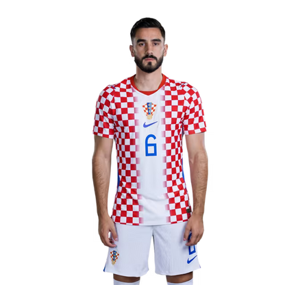 Croatia National Football Team 2026 World Cup Jersey (Player Version/Match Version) — Defenders: No. 5 Duje Ćaleta-Car, No. 6 Josip Šutalo, No. 18 Kristijan Jakić / Obrambeni igrači: Br. 5 Duje CALETA-CAR, Br. 6 Josip ŠUTALO, Br. 18 Kristijan JAKIĆ