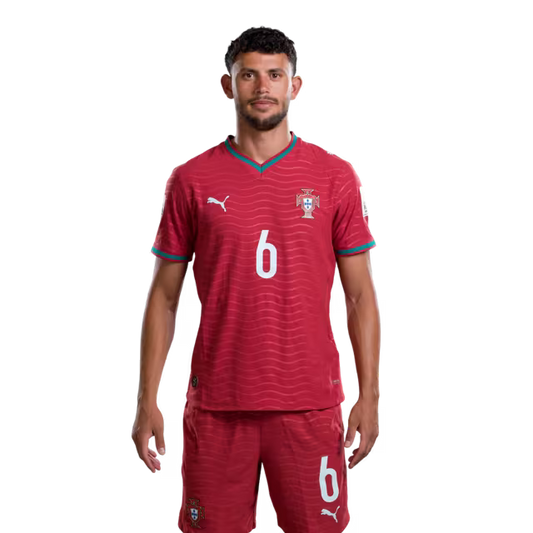 Portugal National Team 2026 World Cup Jersey (Player Version/Match Version) — Midfielders: No. 6 Matheus Nunes, No. 8 Bruno Fernandes, No. 10 Bernardo Silva / Médios: N.º6 MATHEUS NUNES , Nº8 BRUNO FERNANDES, Nº10 BERNARDO SILVA