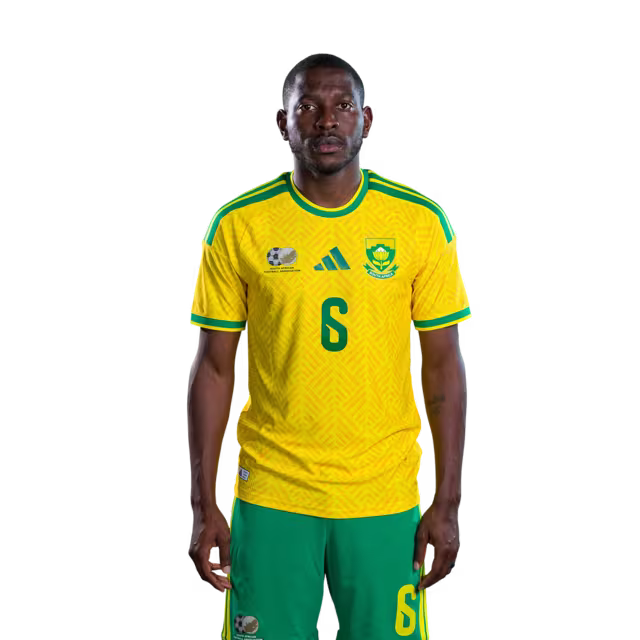 South Africa National Football Team 2026 World Cup Jersey (Player Version/Match Version) — Defenders: No.2 Thabang MATULUDI, No.3 Khulumani NDAMANE,No.6 Aubrey MODIBA