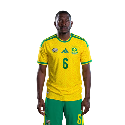 South Africa National Football Team 2026 World Cup Jersey (Player Version/Match Version) — Defenders: No.2 Thabang MATULUDI, No.3 Khulumani NDAMANE,No.6 Aubrey MODIBA