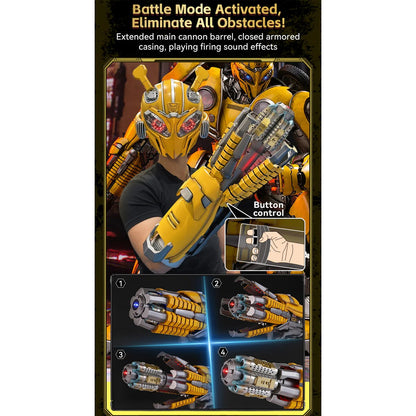 Transformers Bumblebee Wearable Hand Cannon – Kids Voice-Activated Toy with Gatling Sound Effects & LED Light, Boys Gift