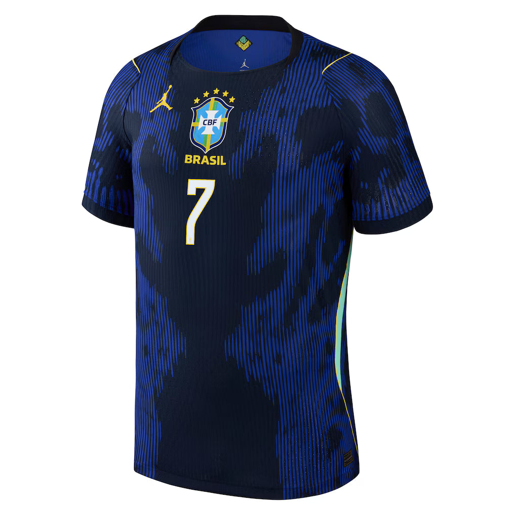 2026 World Cup Vini Jr. Brazil Soccer Jersey Player Version  Match Version - No.7 Home Yellow and Away Blue